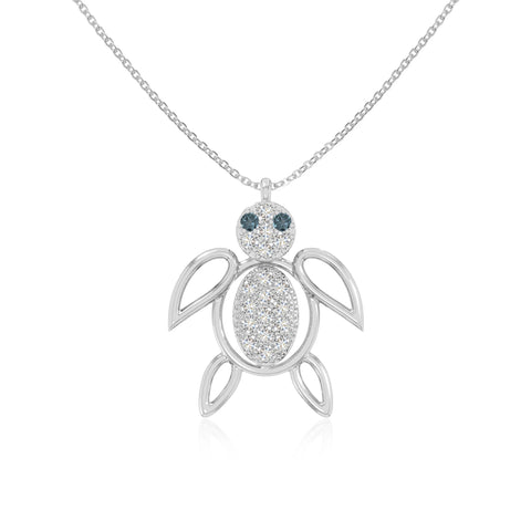 natural london-blue-topaz turtle necklaces in sterling silver 
