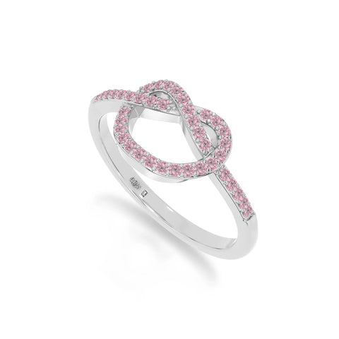 natural pink tourmaline infinity knot promise rings in sterling silver 