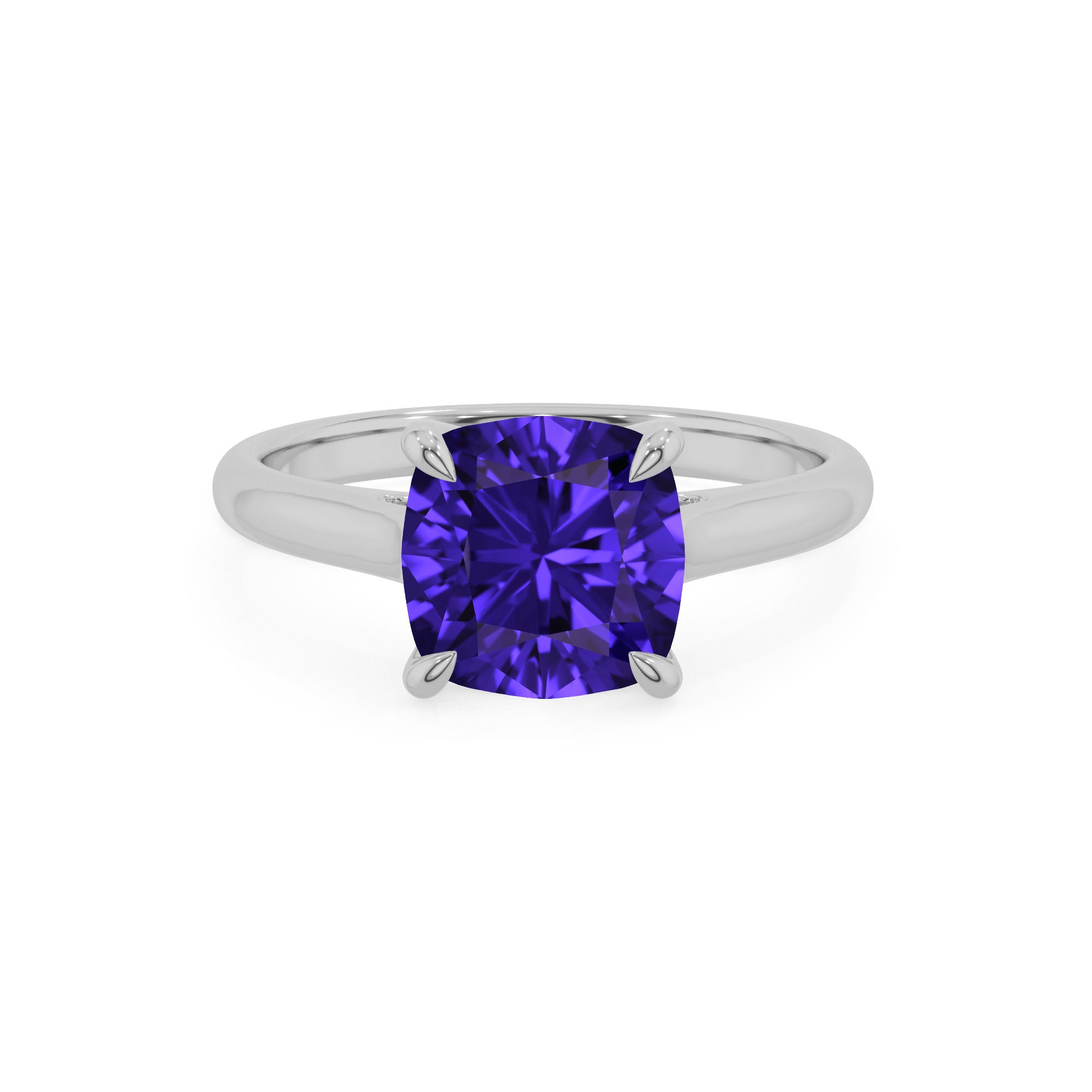 lab grown tanzanite cushion solitaire engagement ring