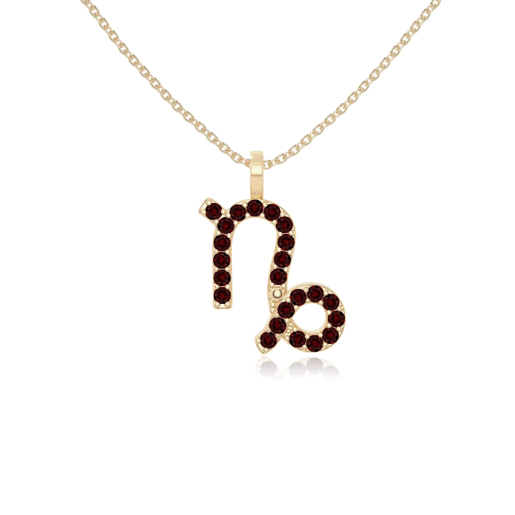 natural garnet capricorn zodiac necklaces in yellow gold vermeil 
