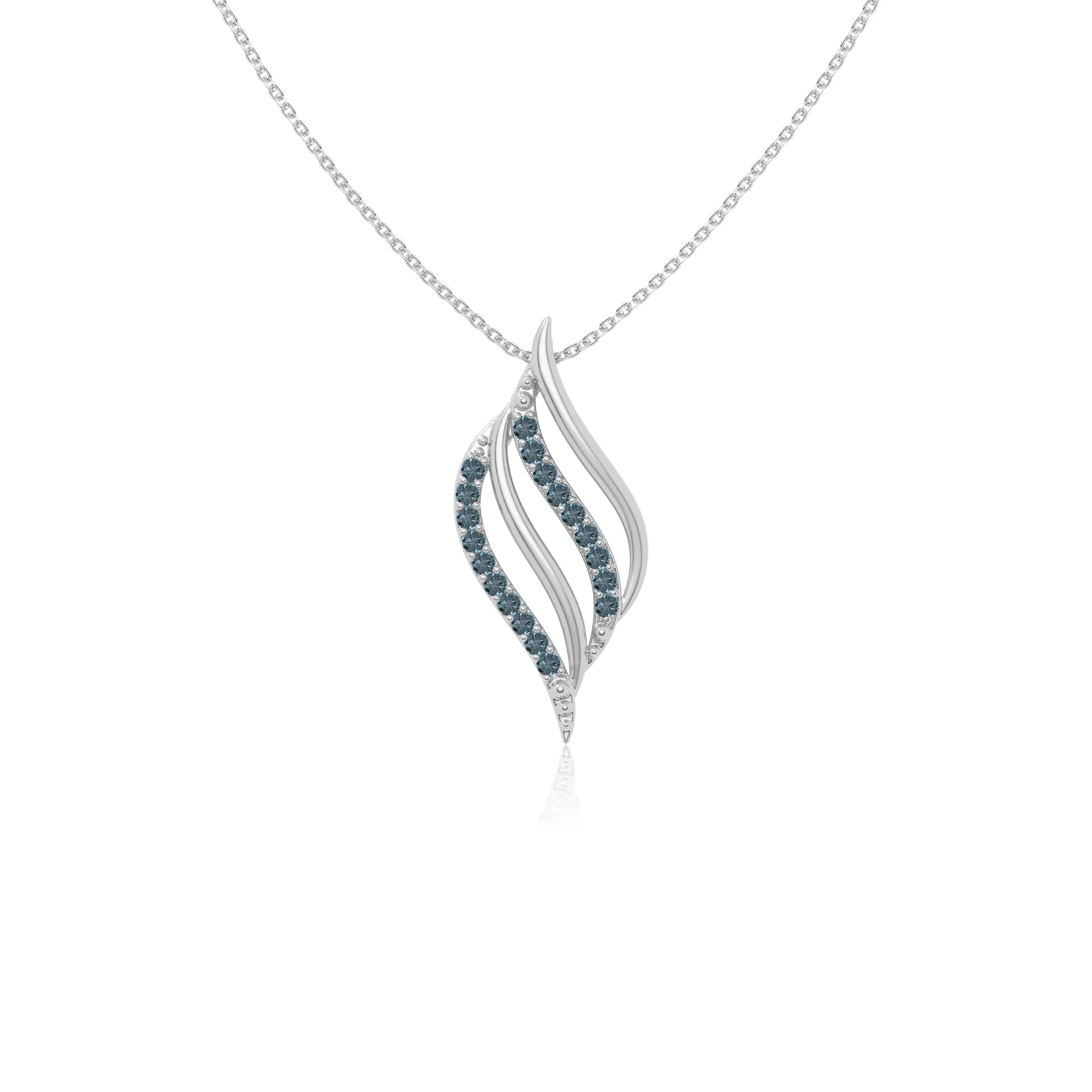 natural london-blue-topaz flame necklaces in sterling silver 