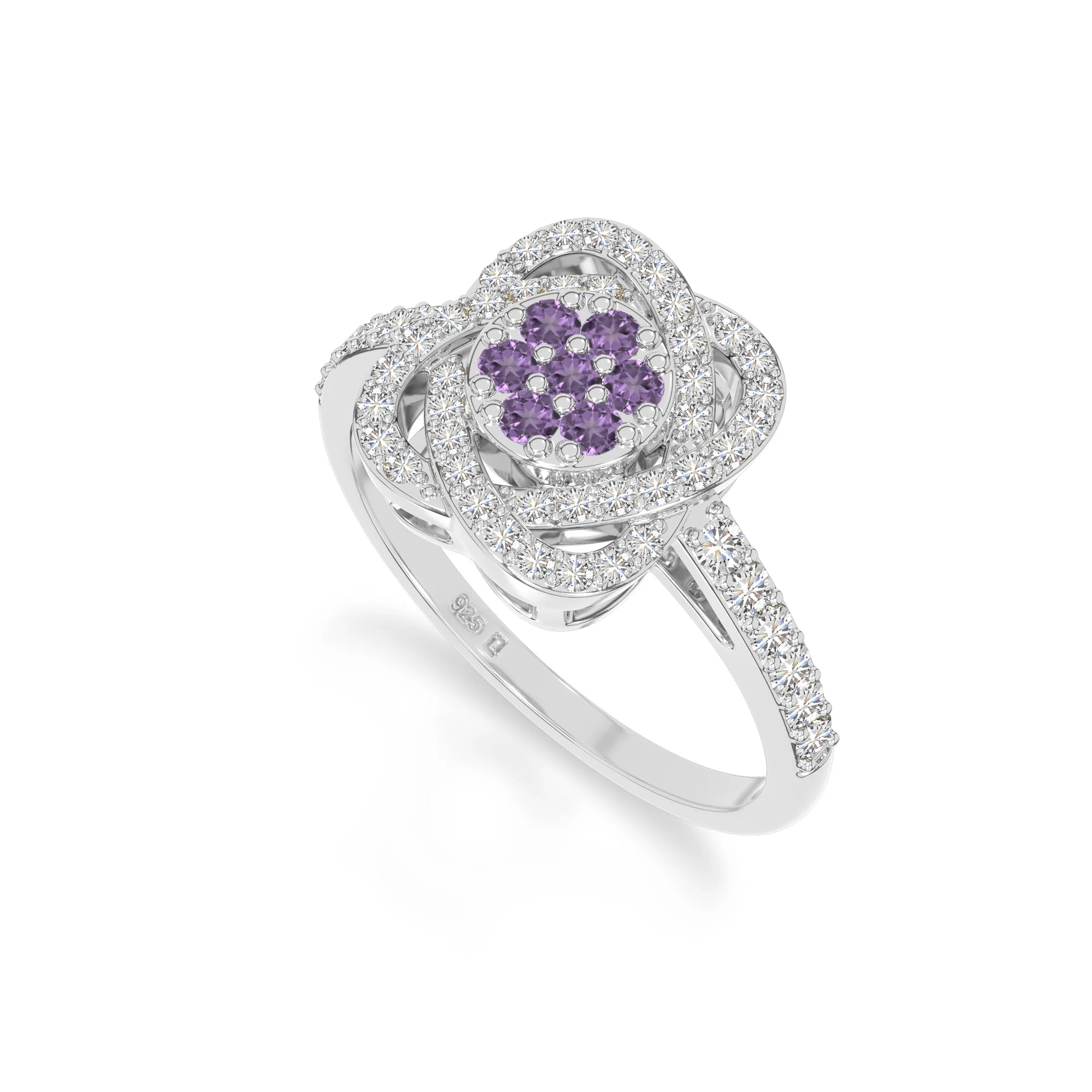 natural amethyst infinity promise rings in sterling silver 
