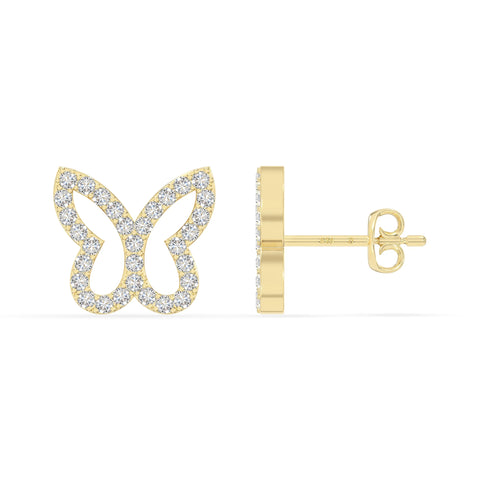 moissanite butterfly stud earrings in yellow gold vermeil 