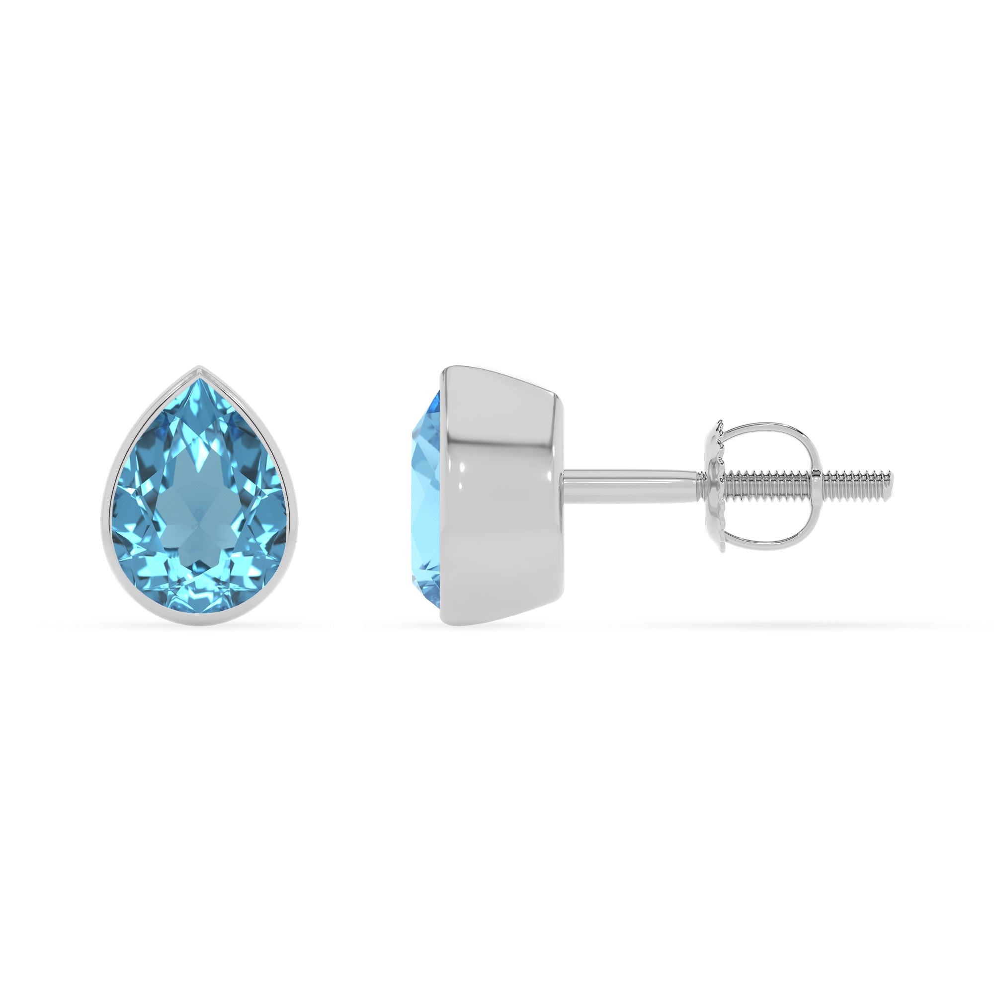 natural swiss blue topaz pear stud earrings 