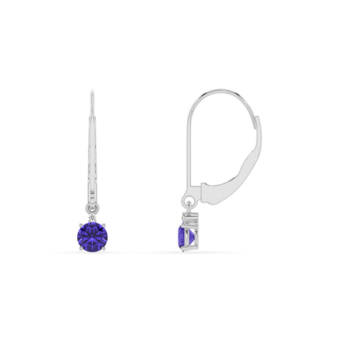 natural tanzanite round dangle earrings with moissanite 