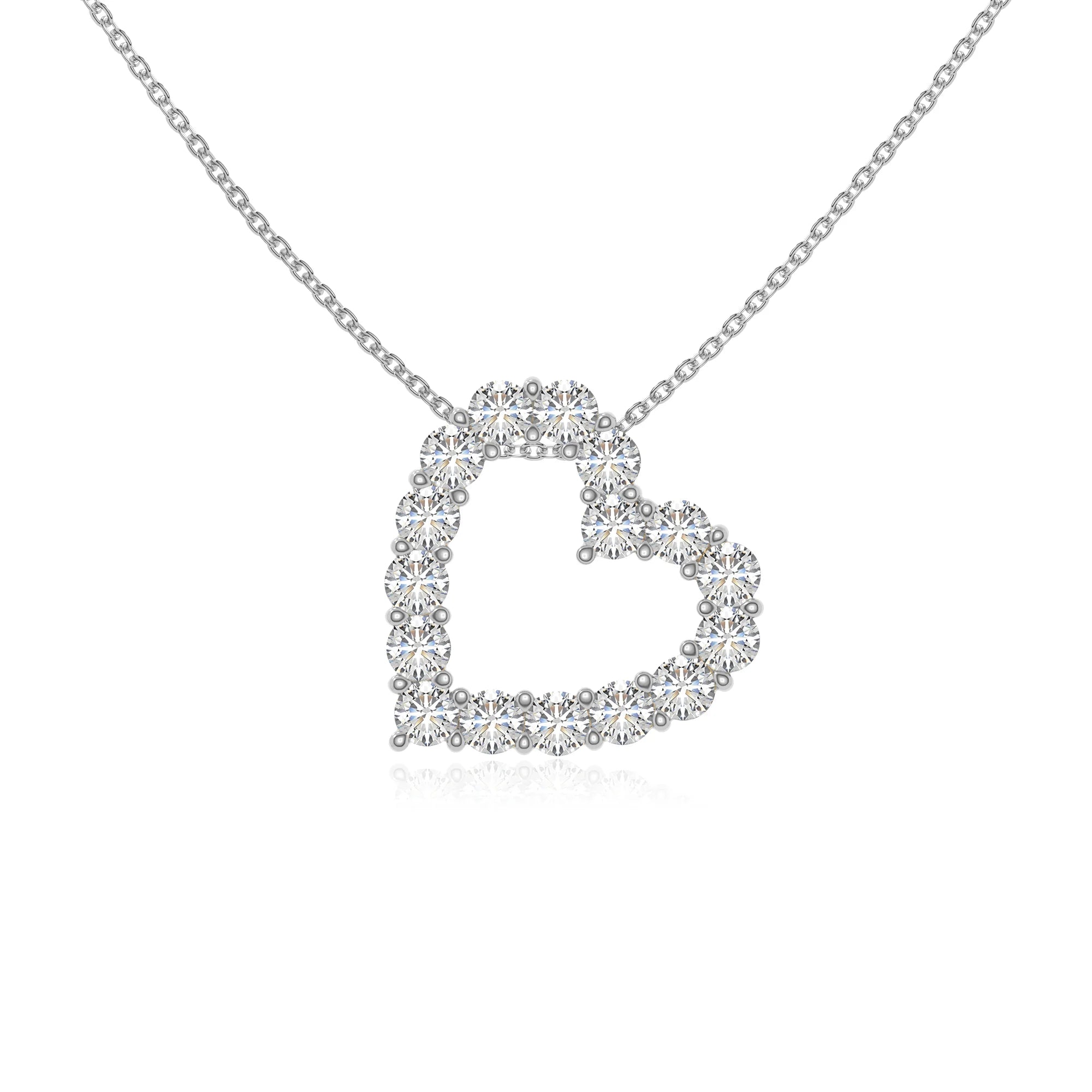 moissanite heart necklaces in sterling silver 