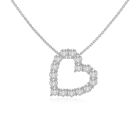 moissanite heart necklaces in sterling silver 