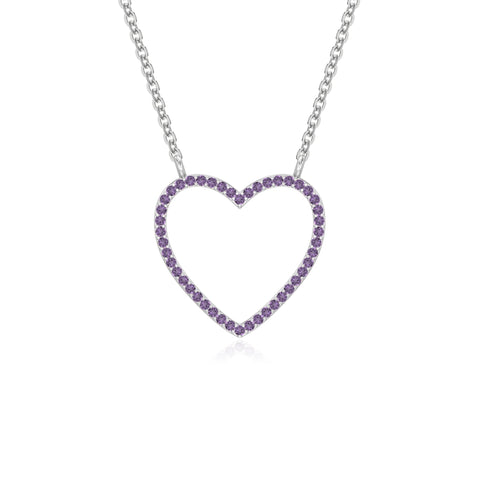 natural amethyst heart necklaces in sterling silver 