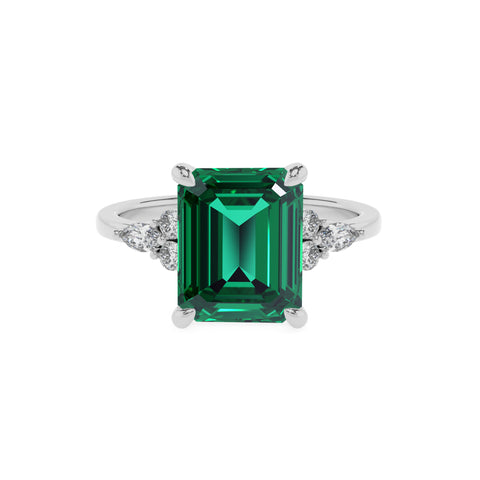 lab-grown emerald emerald solitaire engagement ring