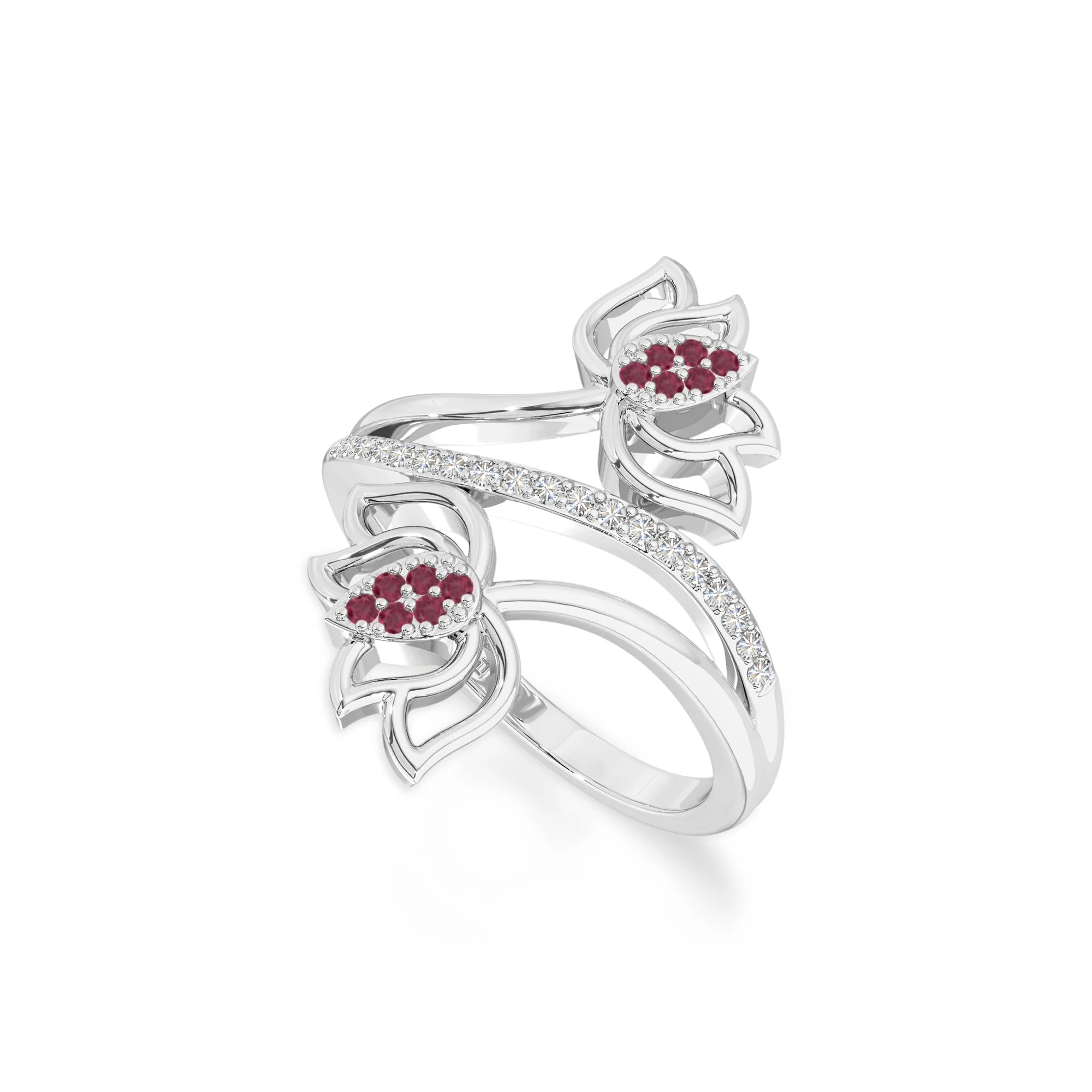 natural ruby lotus blossom rings in sterling silver 