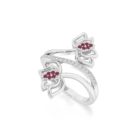natural ruby lotus blossom rings in sterling silver 