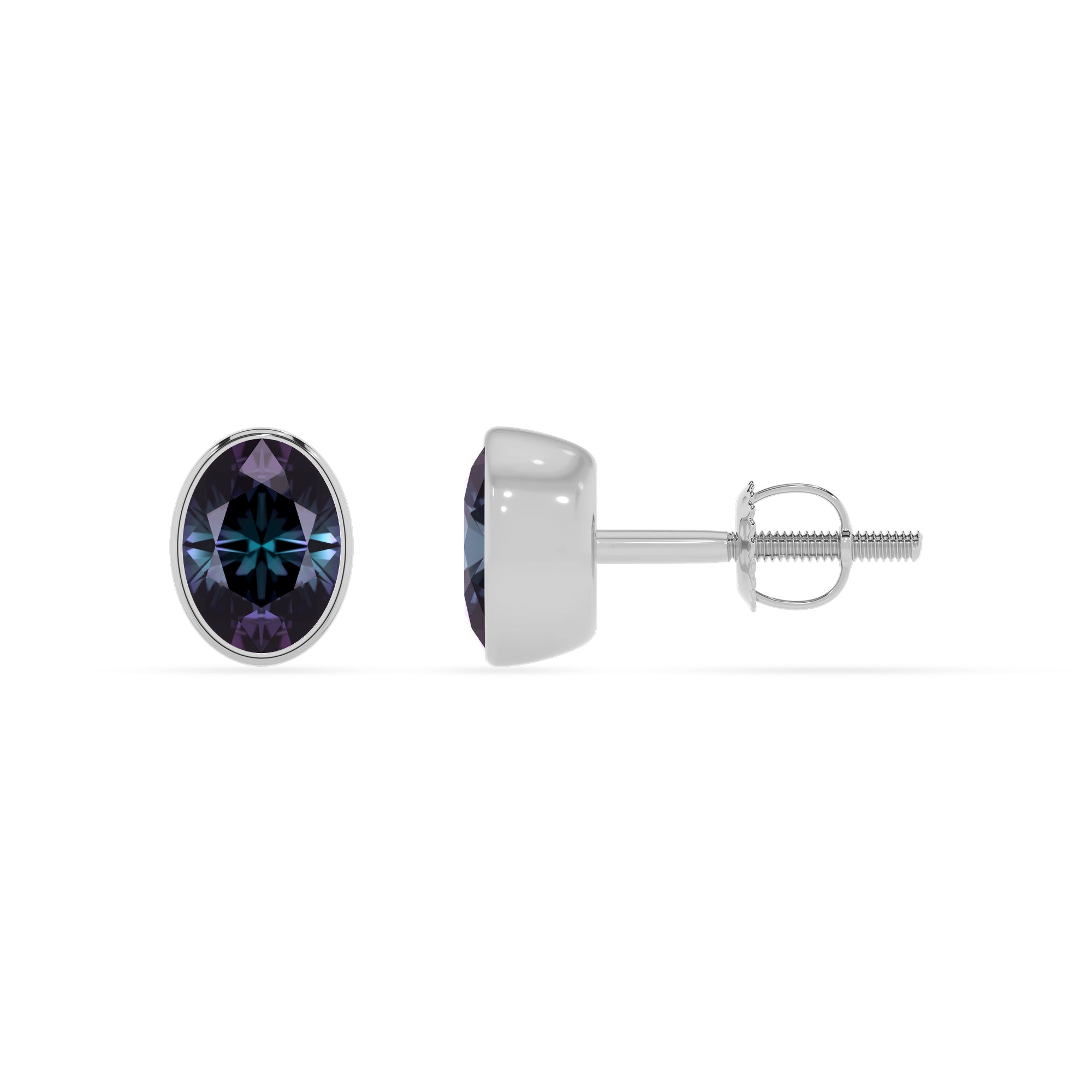 lab grown alexandrite oval stud earrings 