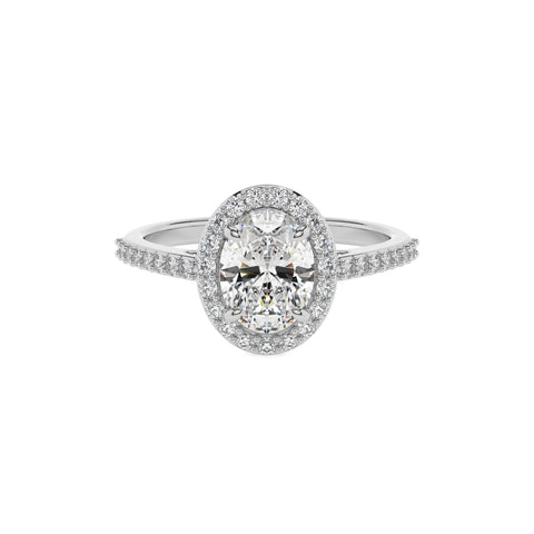 lab-grown moissanite oval half eterity halo solitaire engagement ring