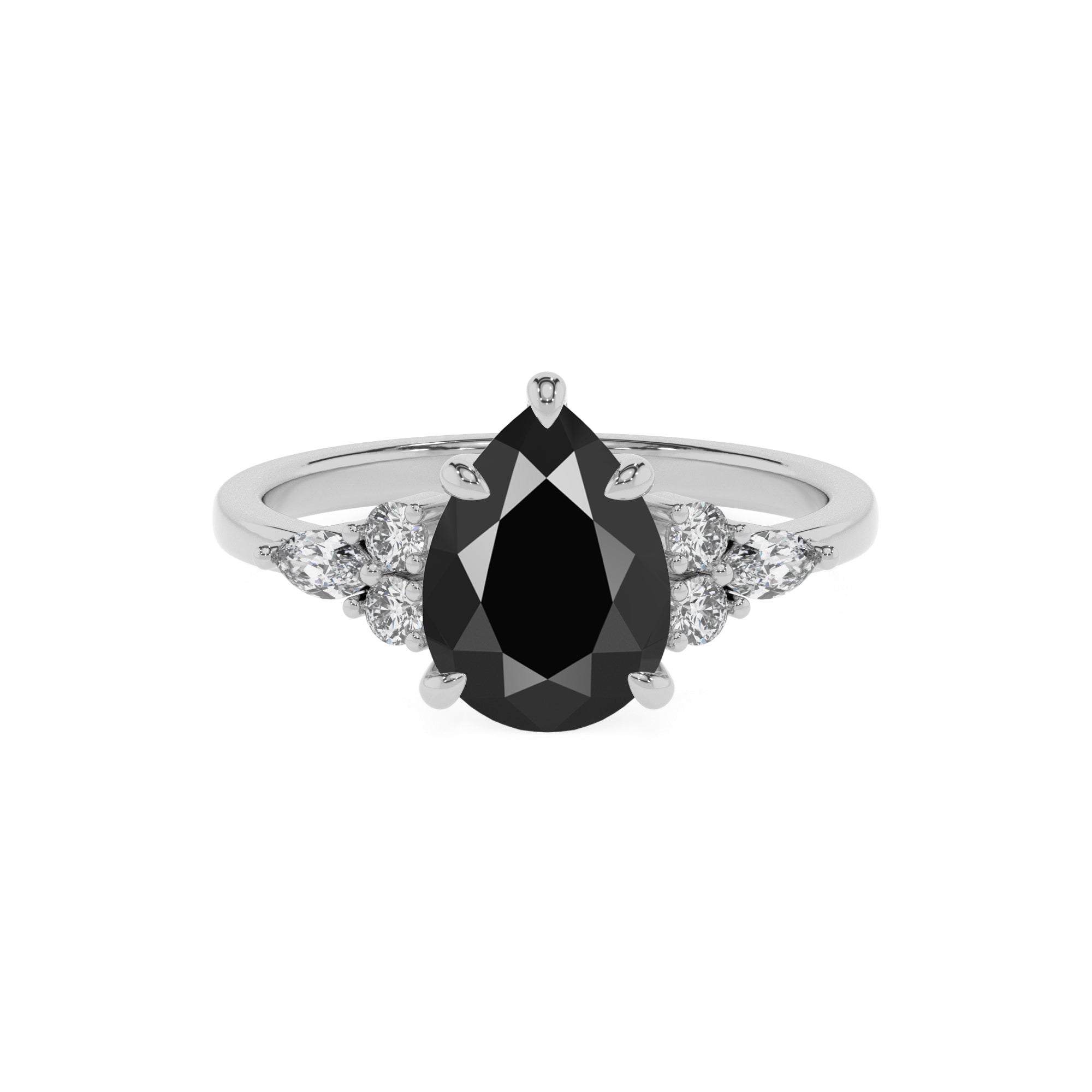 natural black-onyx pear solitaire engagement ring