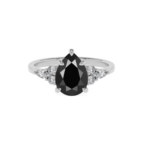 natural black-onyx pear solitaire engagement ring