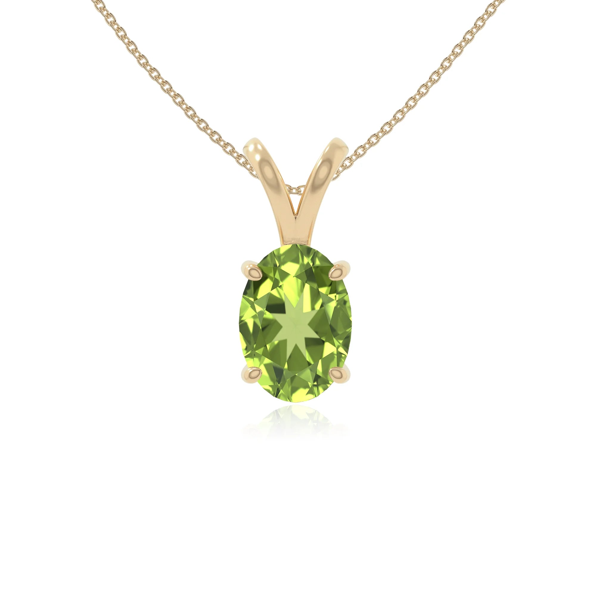 peridot v-bale solitaire necklaces in yellow gold vermeil 