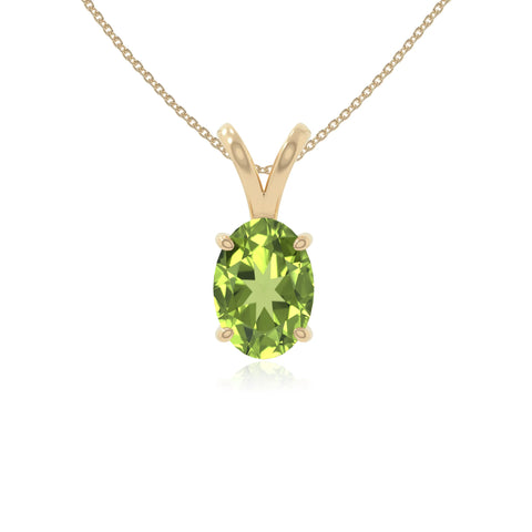 peridot v-bale solitaire necklaces in yellow gold vermeil 