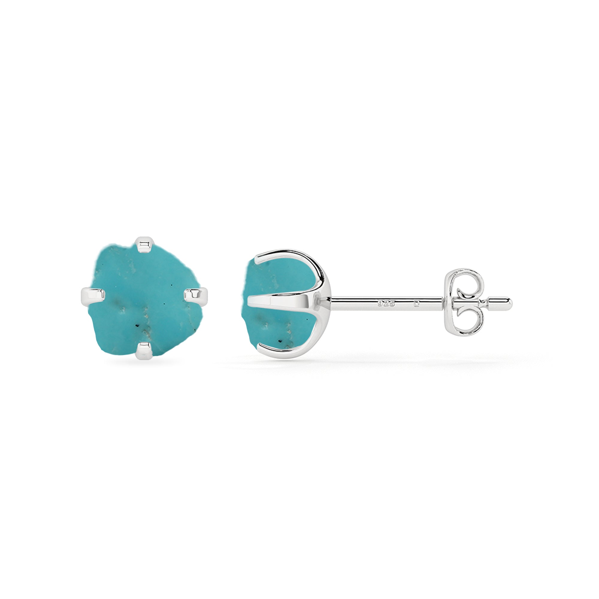 natural turquoise rough shape stud earrings