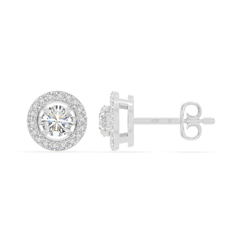 moissanite halo stud earrings in sterling silver 