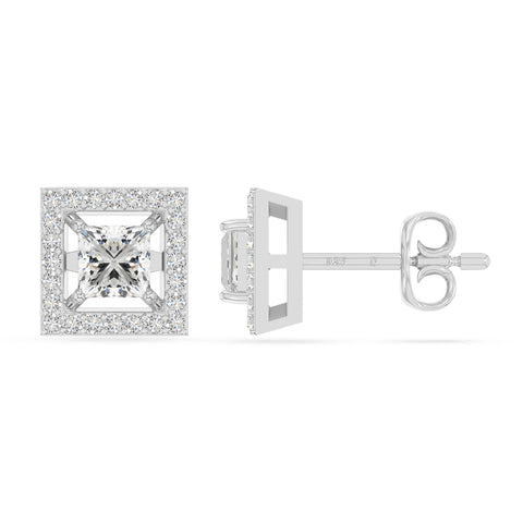 moissanite halo stud earrings in sterling silver 