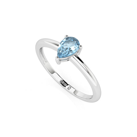 sky blue topaz pear cut stackable prong-set ring