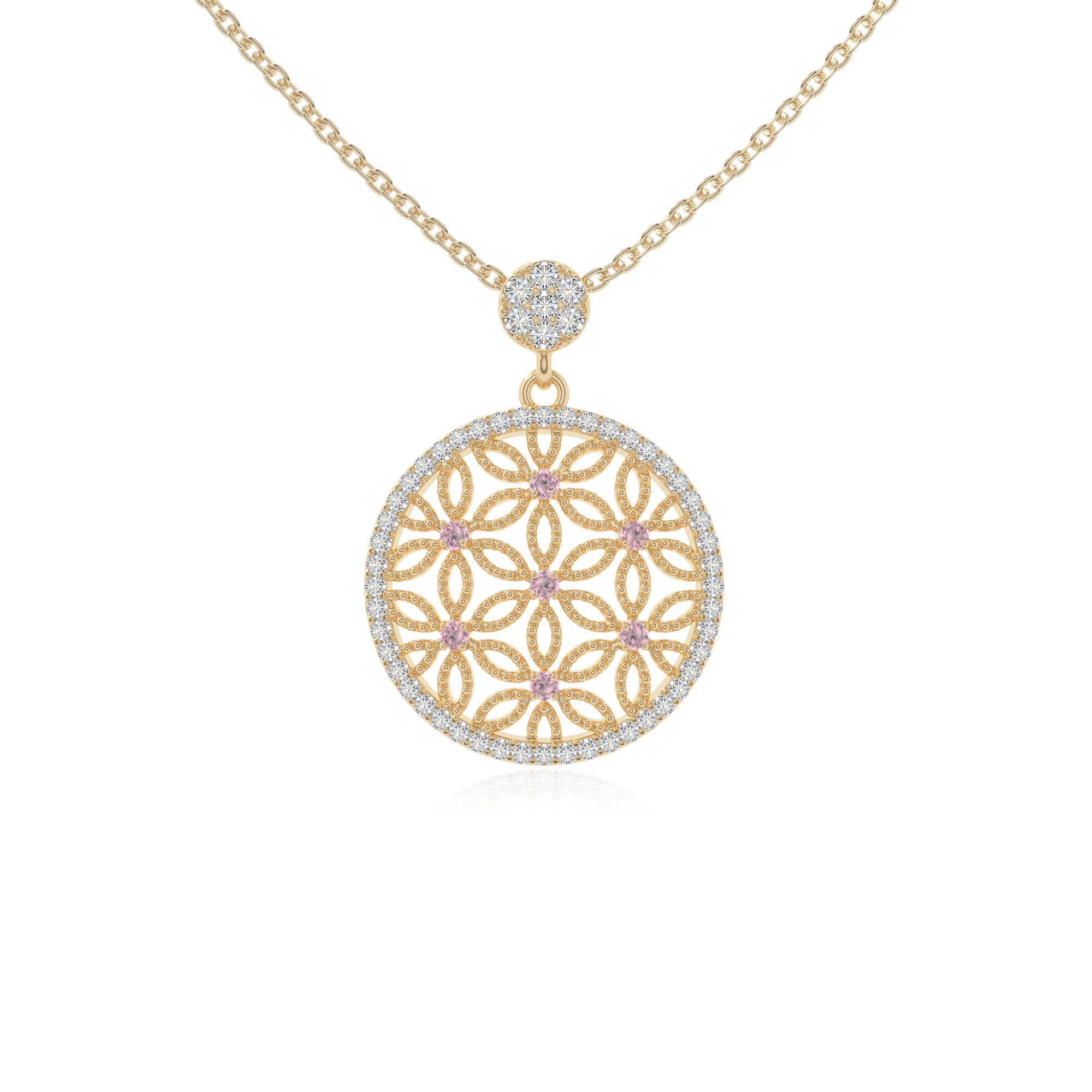 natural pink-tourmaline infinity love knot necklaces in yellow gold vermeil 