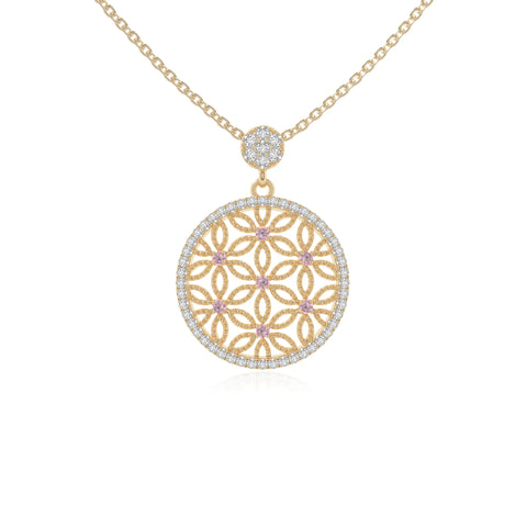 natural pink-tourmaline infinity love knot necklaces in yellow gold vermeil 