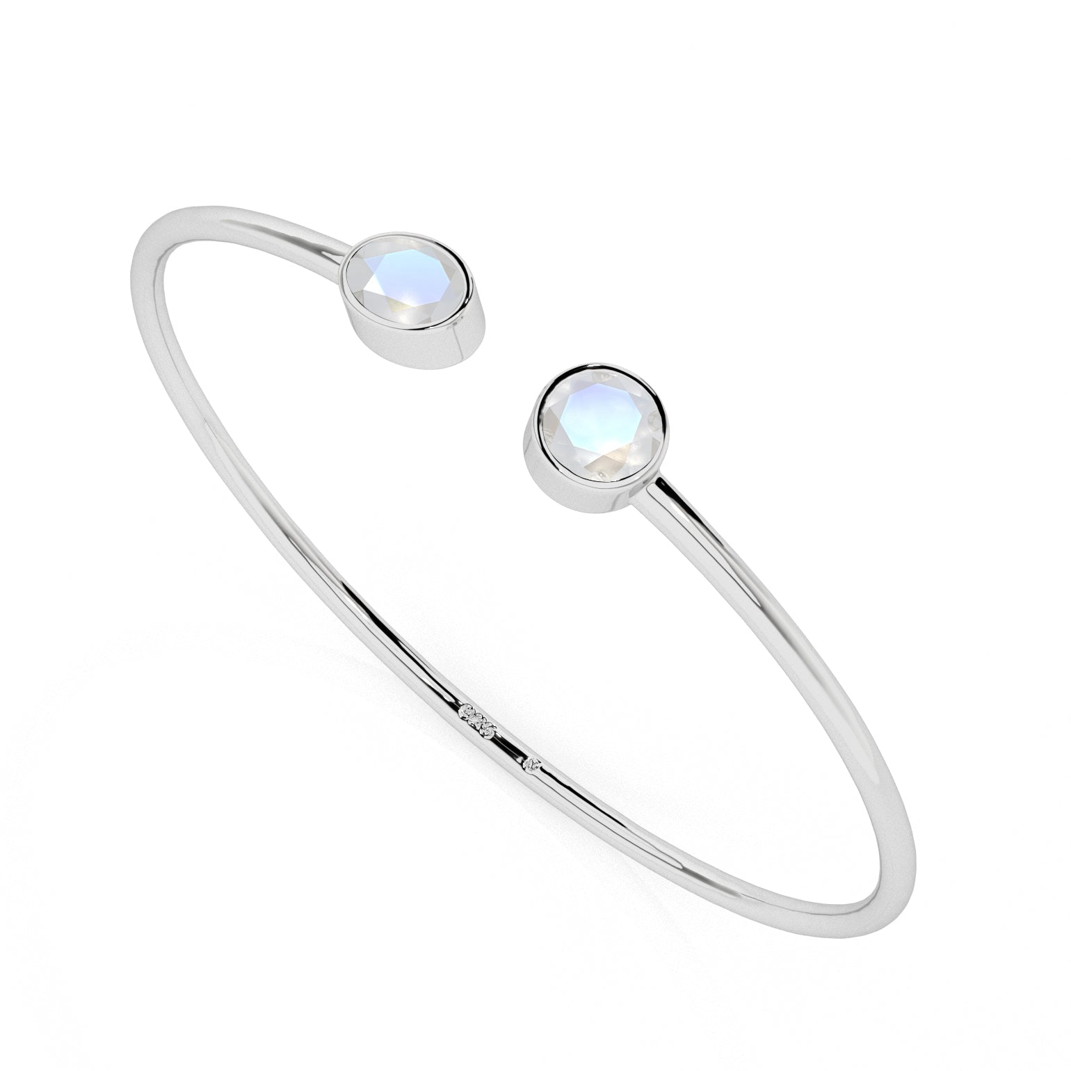 natural rainbow-moonstone round-oval shape 2-stone twister bracelet