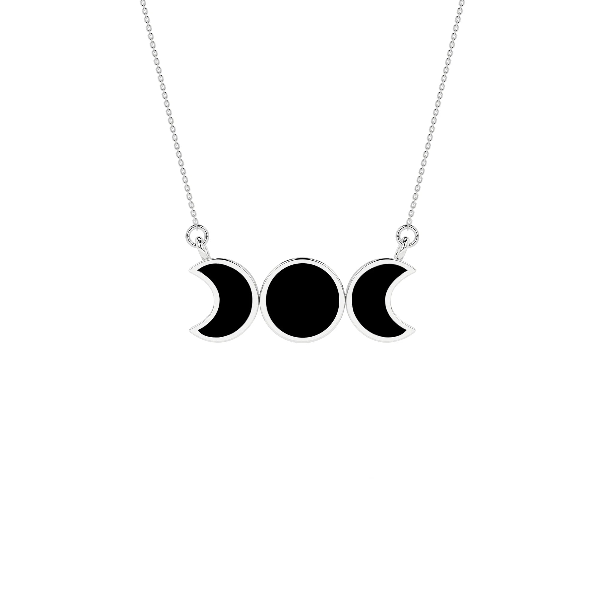 natural black-tourmaline sun-moon shape pendant necklace