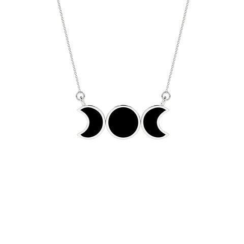 natural black-tourmaline sun-moon shape pendant necklace