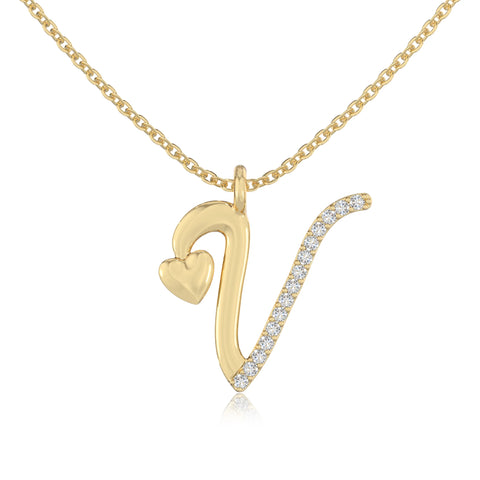 moissanite Initials necklaces in yellow gold vermeil 