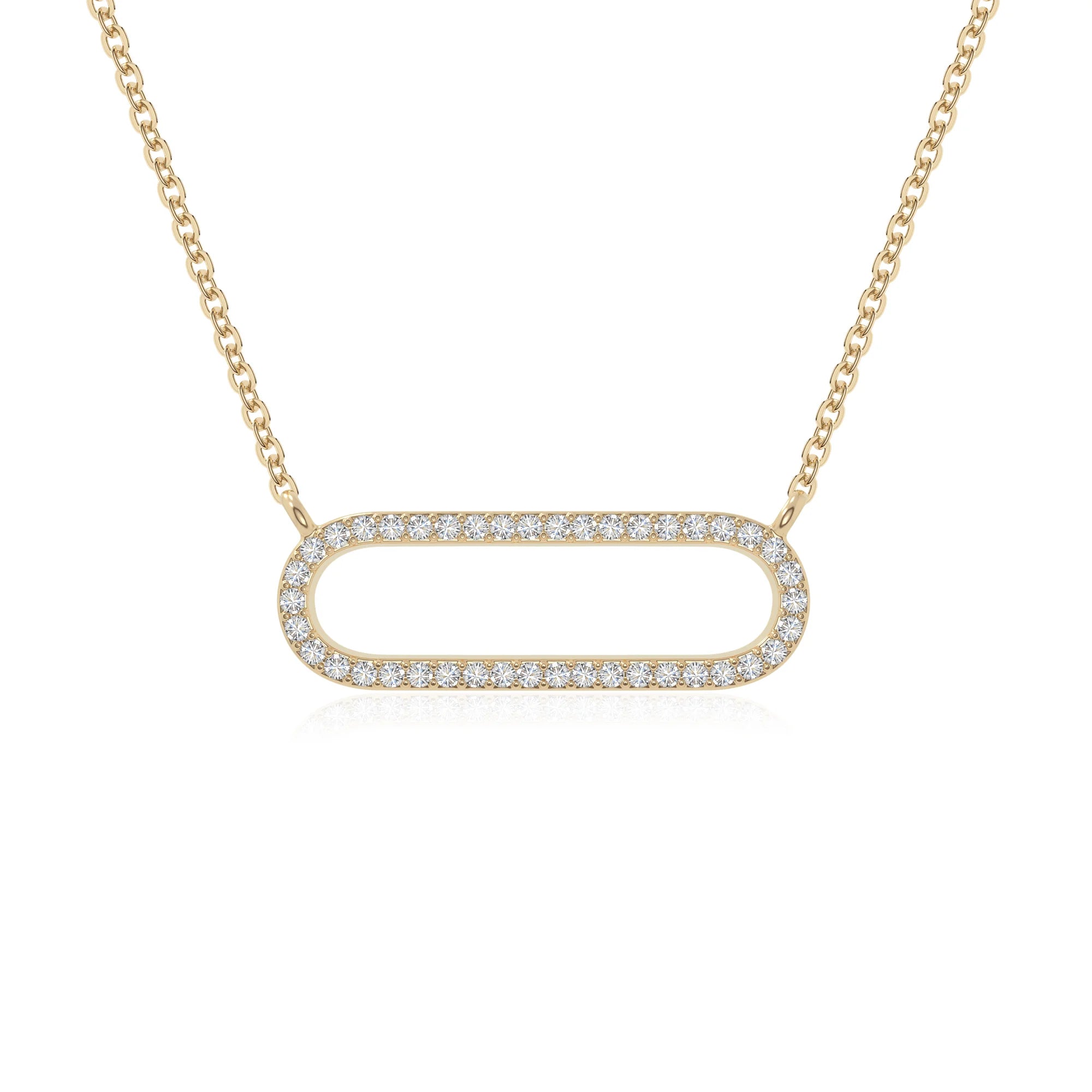 moissanite oval paperclip necklaces in yellow gold vermeil 
