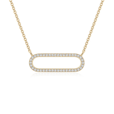 moissanite oval paperclip necklaces in yellow gold vermeil 
