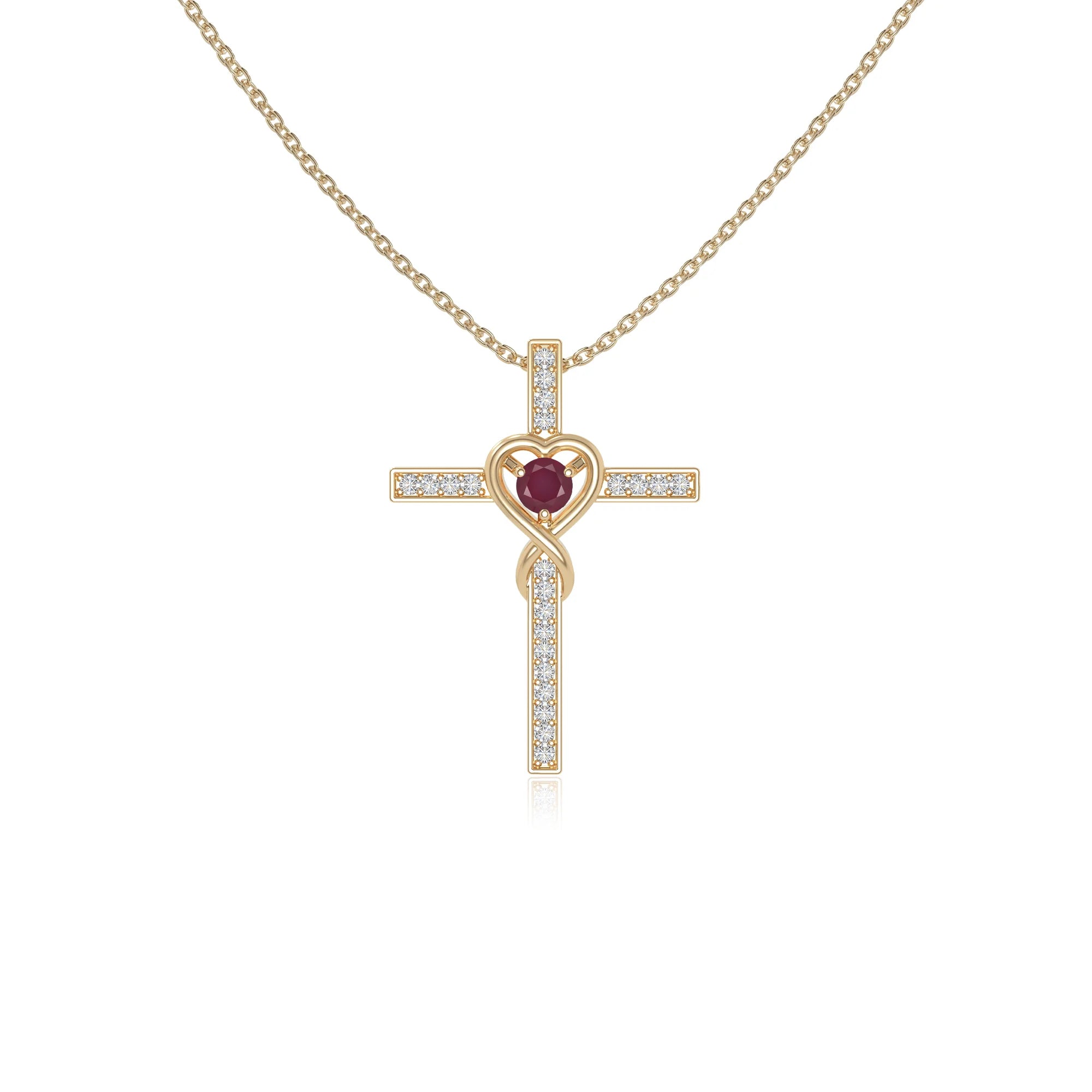 natural ruby infinity cross necklaces in yellow gold vermeil 