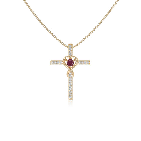 natural ruby infinity cross necklaces in yellow gold vermeil 