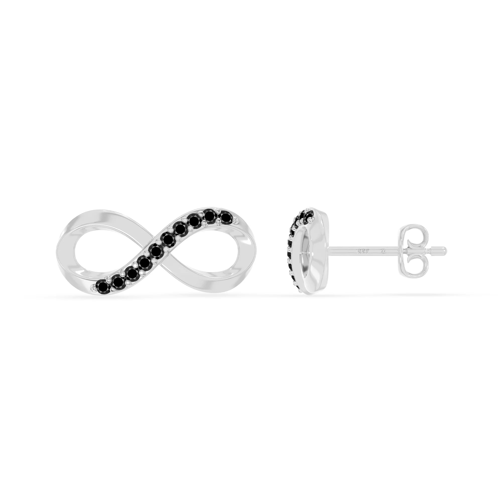 natural black-onyx infinity stud earrings in sterling silver 