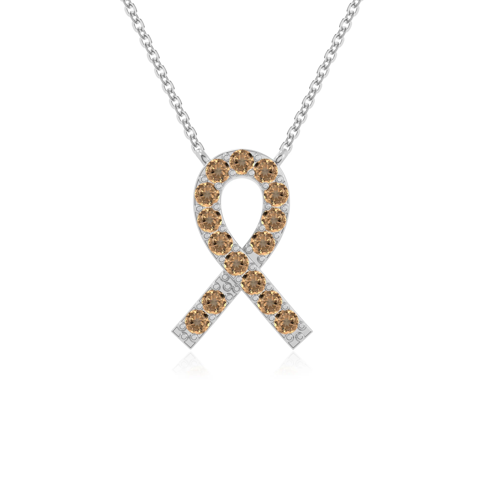 natural citrine cancer ribbon necklaces in sterling silver 