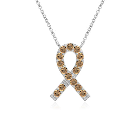 natural citrine cancer ribbon necklaces in sterling silver 