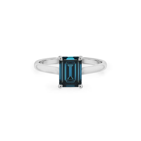 natural london blue topaz emerald cut solitaire engagement ring