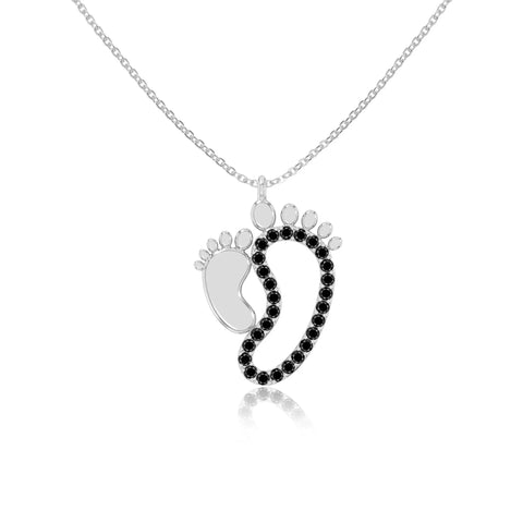 natural black-onyx mother child necklaces in sterling silver 