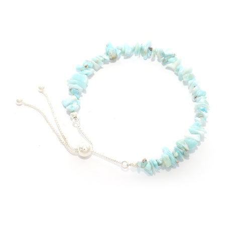 natural larimar rough shape bolo bracelet