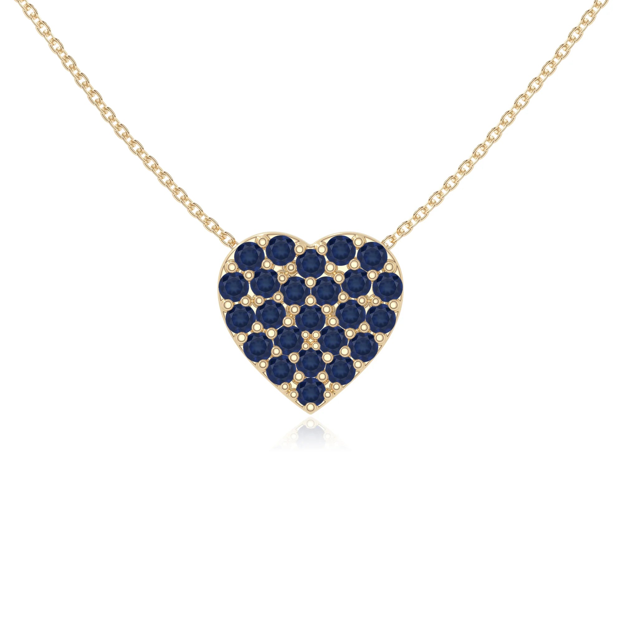 natural blue-sapphire studded heart necklaces in yellow gold vermeil 