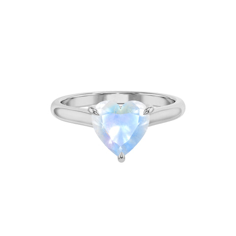 natural rainbow moonstone heart solitaire engagement ring