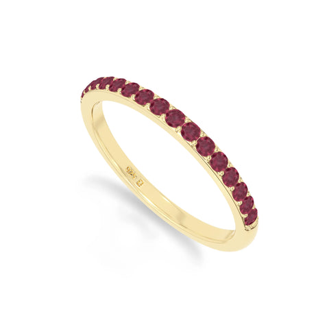 natural ruby half eternity band rings in yellow gold vermeil