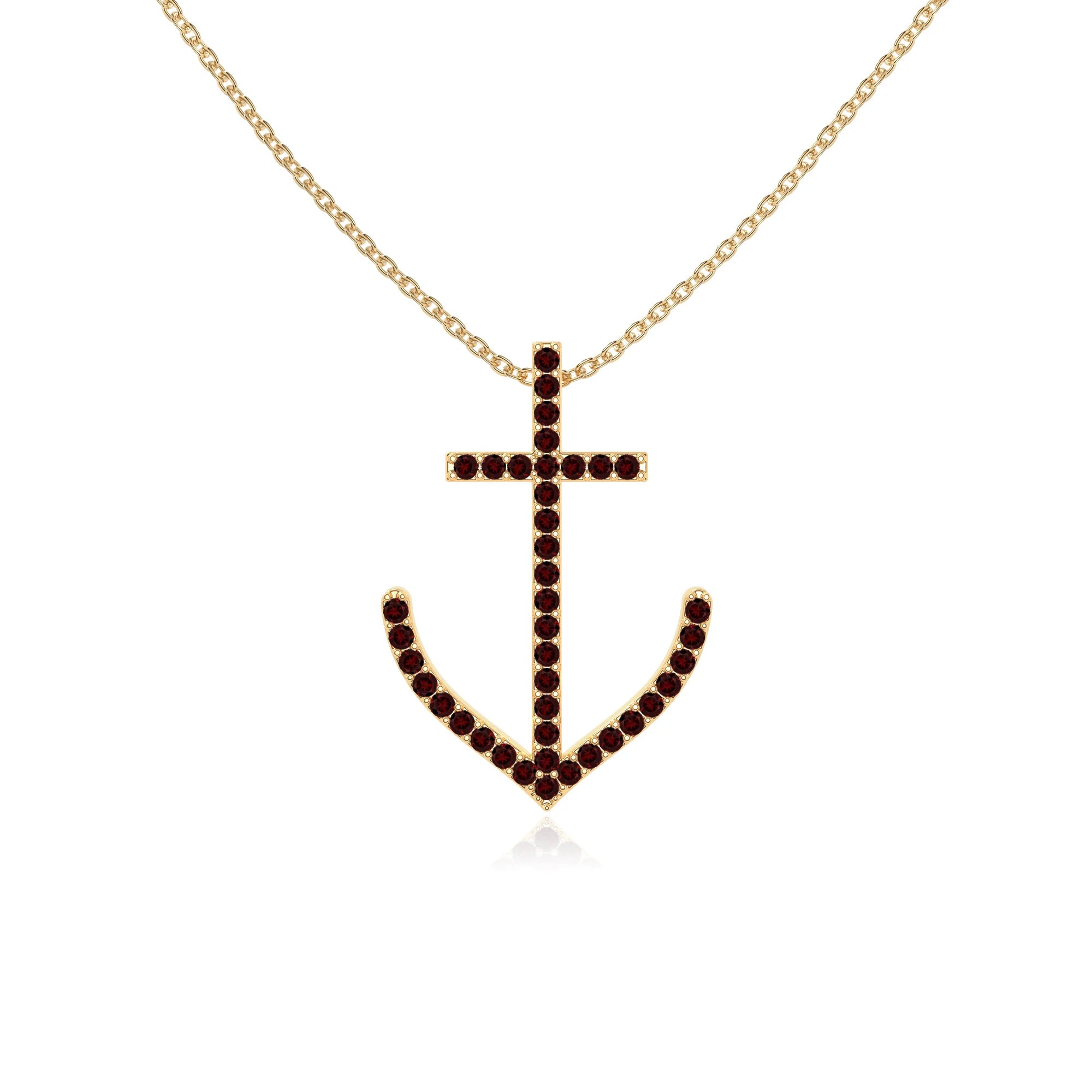 natural garnet anchor necklaces in yellow gold vermeil 