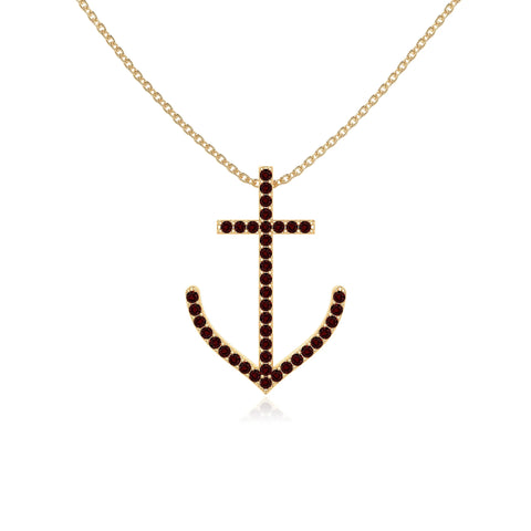 natural garnet anchor necklaces in yellow gold vermeil 