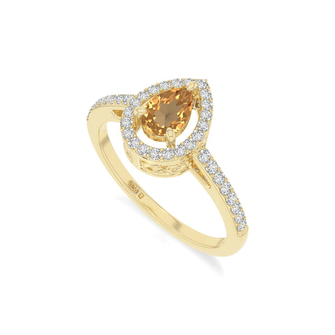 natural citrine solitaire halo engagement rings in yellow gold vermeil