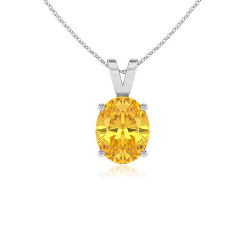 lab grown yellow sapphire oval shape solitaire v-bale pendant necklace