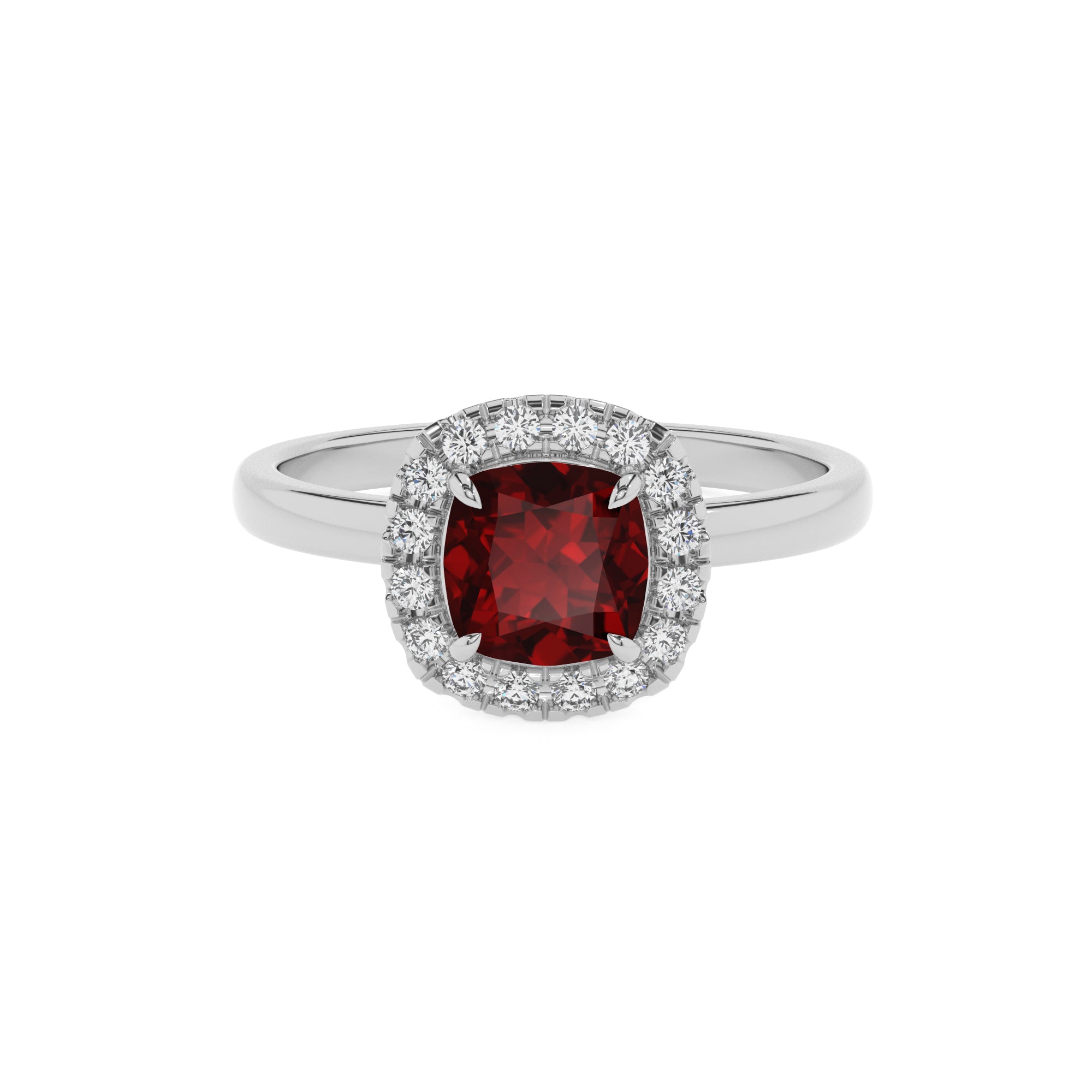 natural garnet cushion halo solitaire engagement ring