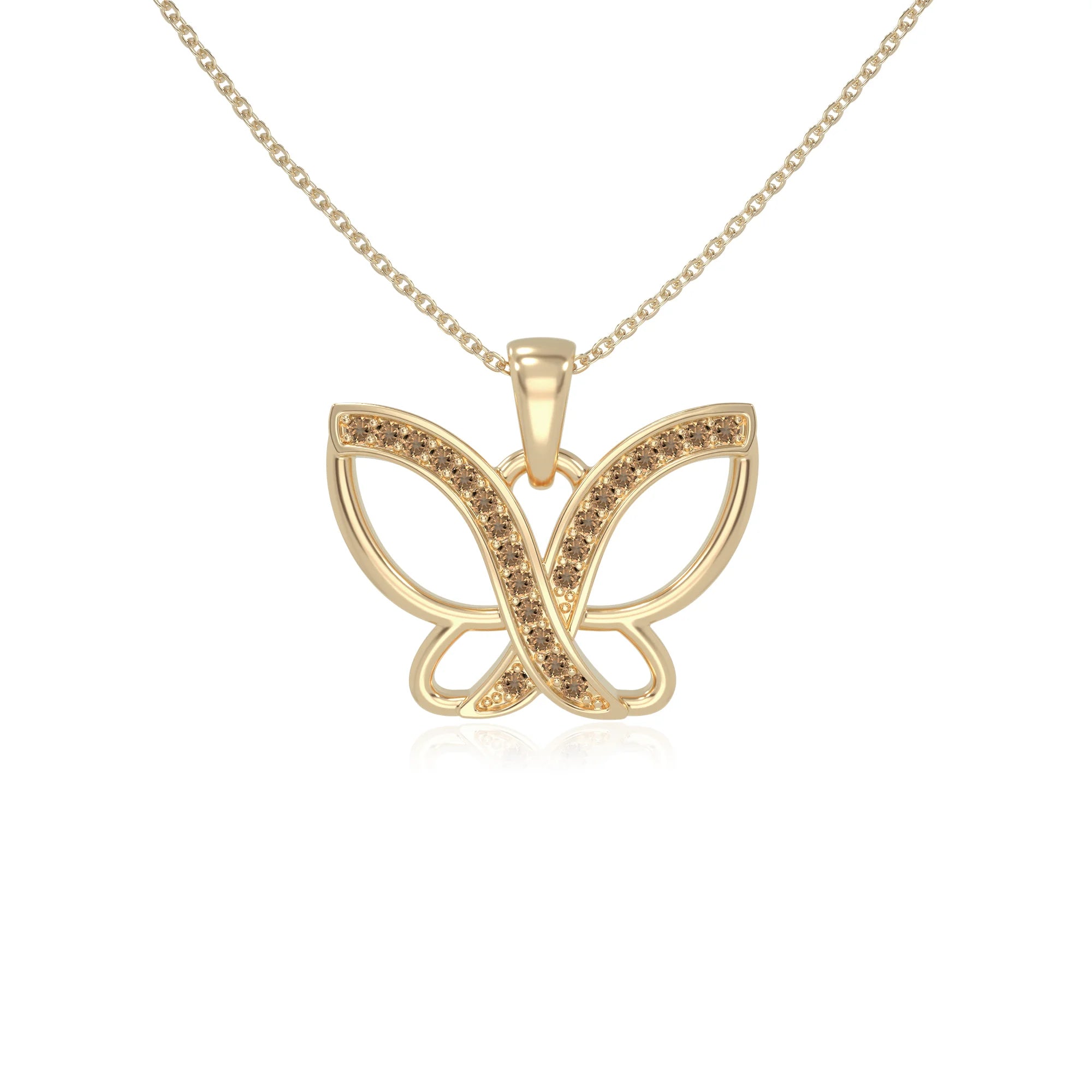 natural citrine butterfly necklaces in yellow gold vermeil 